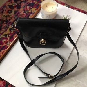 Super cute Vintage black leather crossbody bag